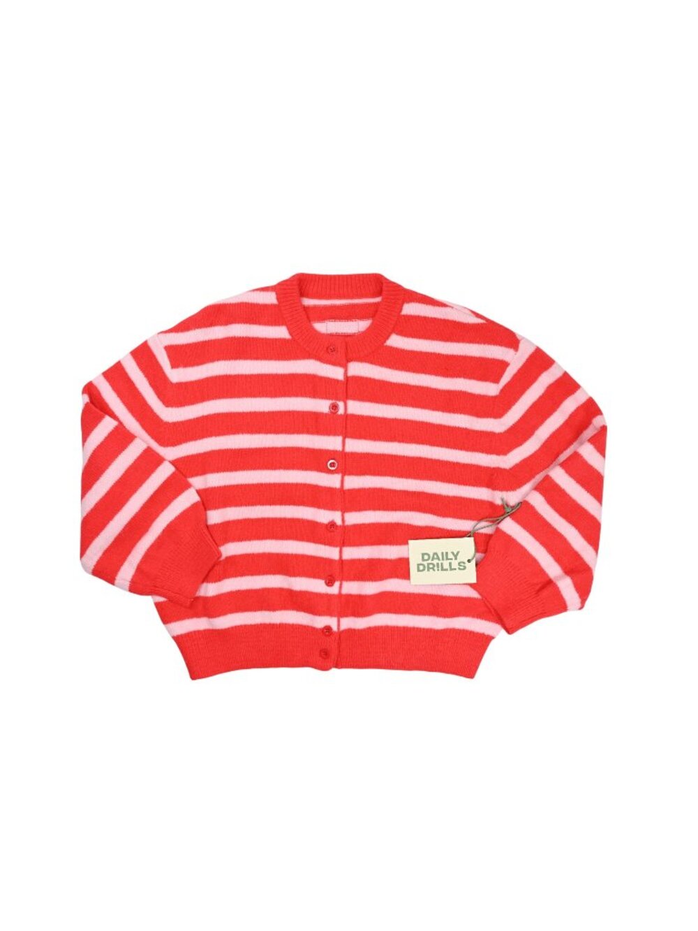 Daily Drills Button Front Cardigan in Red Stripe